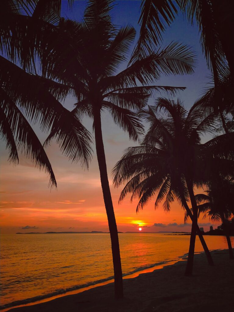 sunset at Otres beach at Sihanoukville, Cambodia