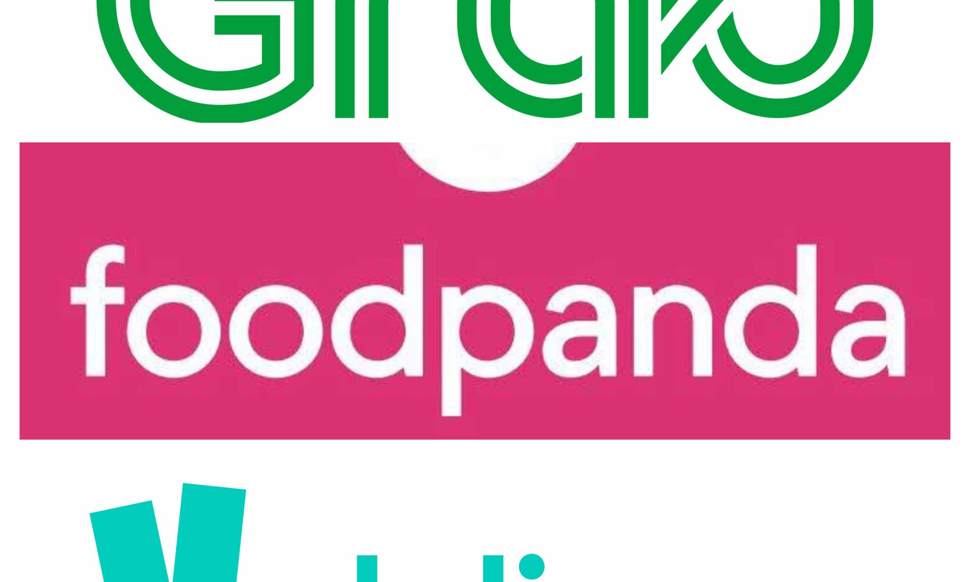 Logo of grab, foodpanda and deliveroo