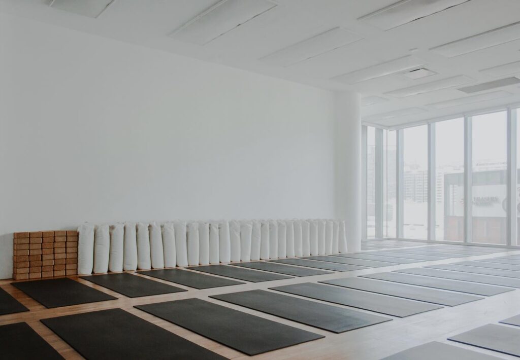 image of yoga studio with yoga mats