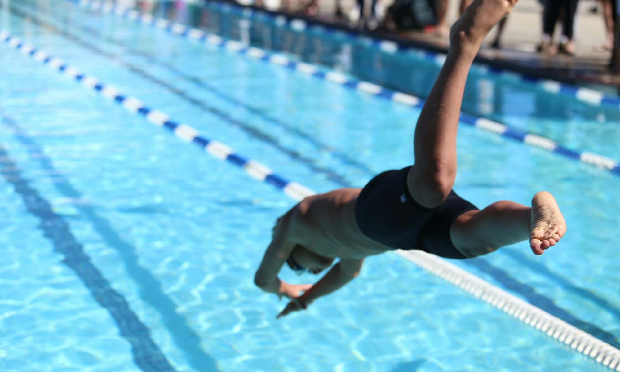 image of swimmer diving into a swimming pool