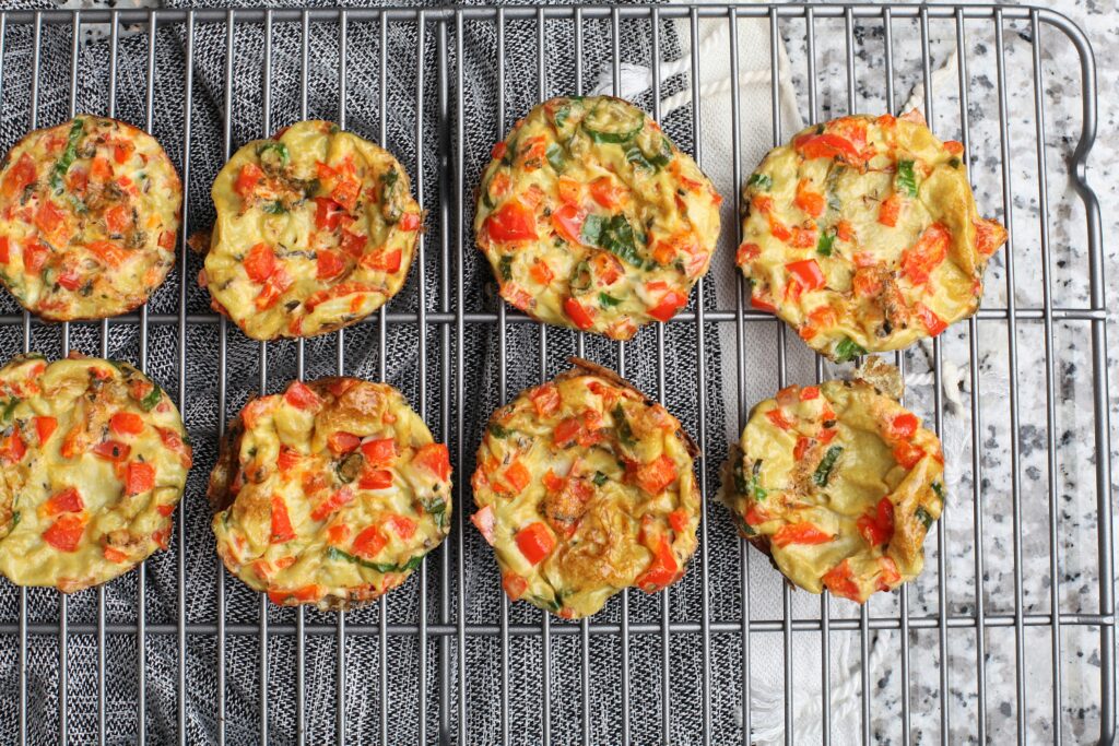 egg muffins on a baking tray