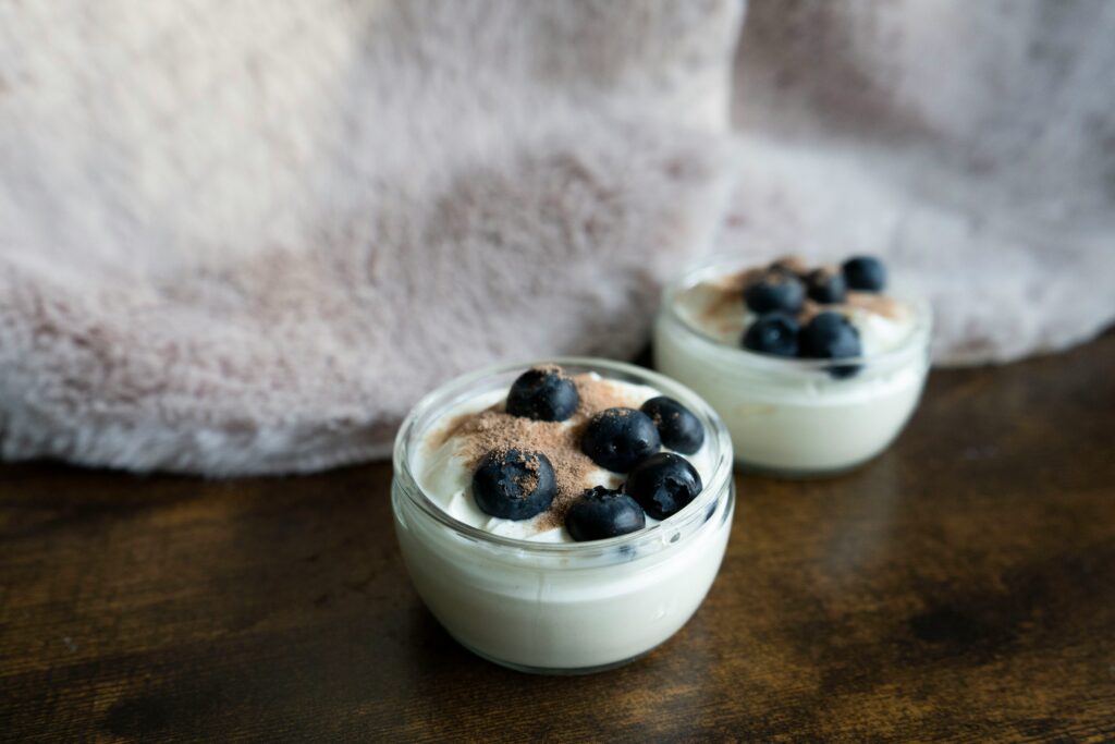 post-childbirth meal: greek yogurt and blueberries