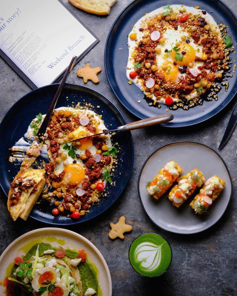 weekend brunch dishes at Symmetry