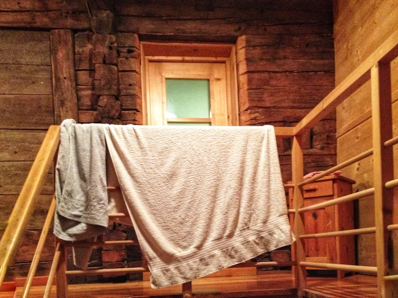 towels hanging in cabin