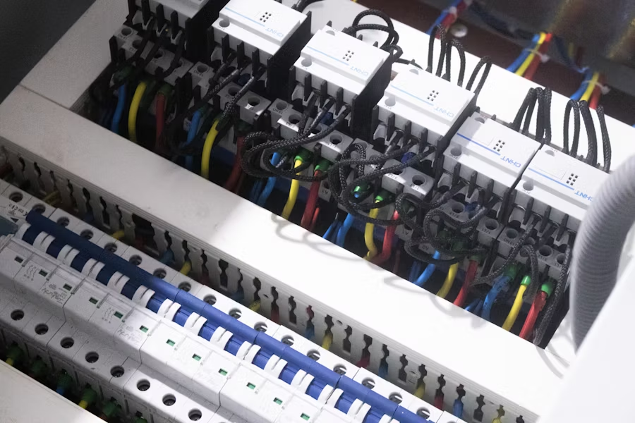 image of circuit breaker box with a lot of wires