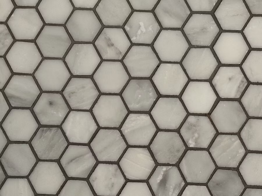 image of tiles after applying grout