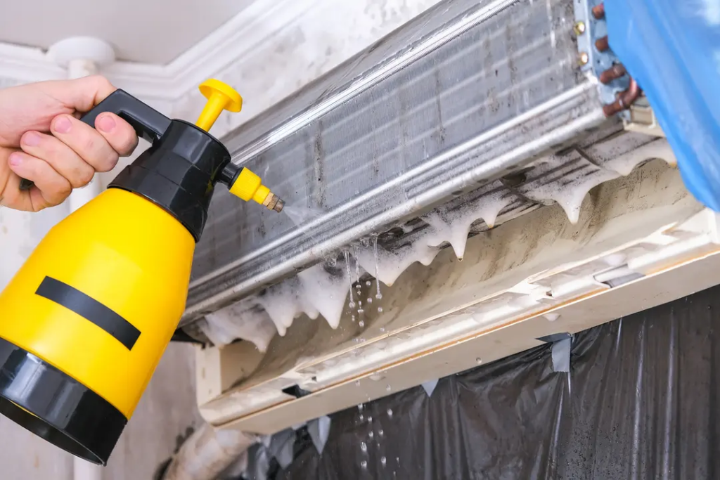 aircon undergoing professional chemical wash